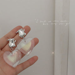 Jelly White Double Heart Earrings