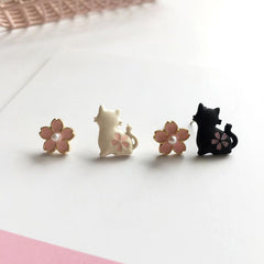 Cute Cat Flower Earrings