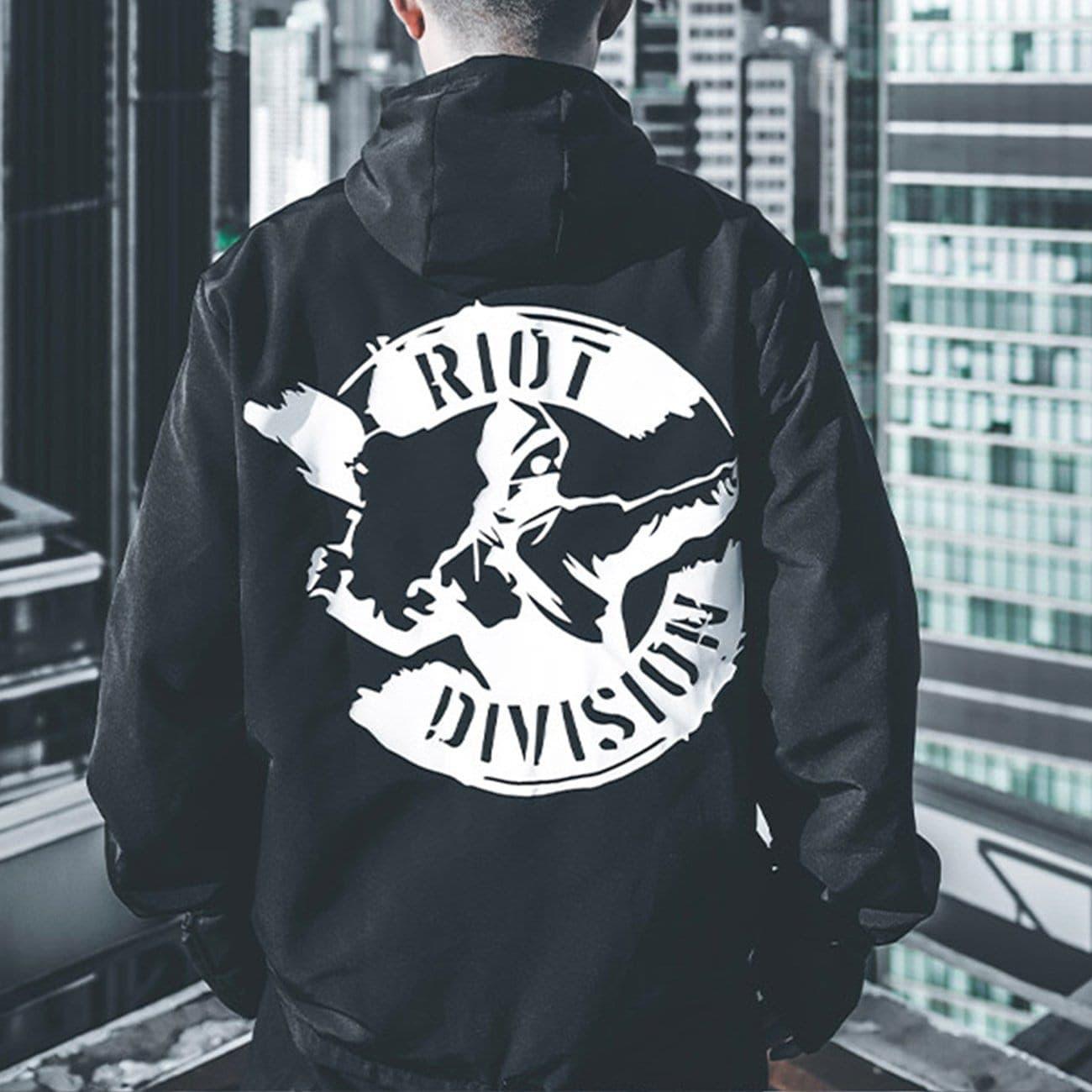 Irregular Zip Up Print Cargo Jacket