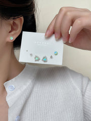 Aurora Bright Love Stud Earrings/Ear Clip Set