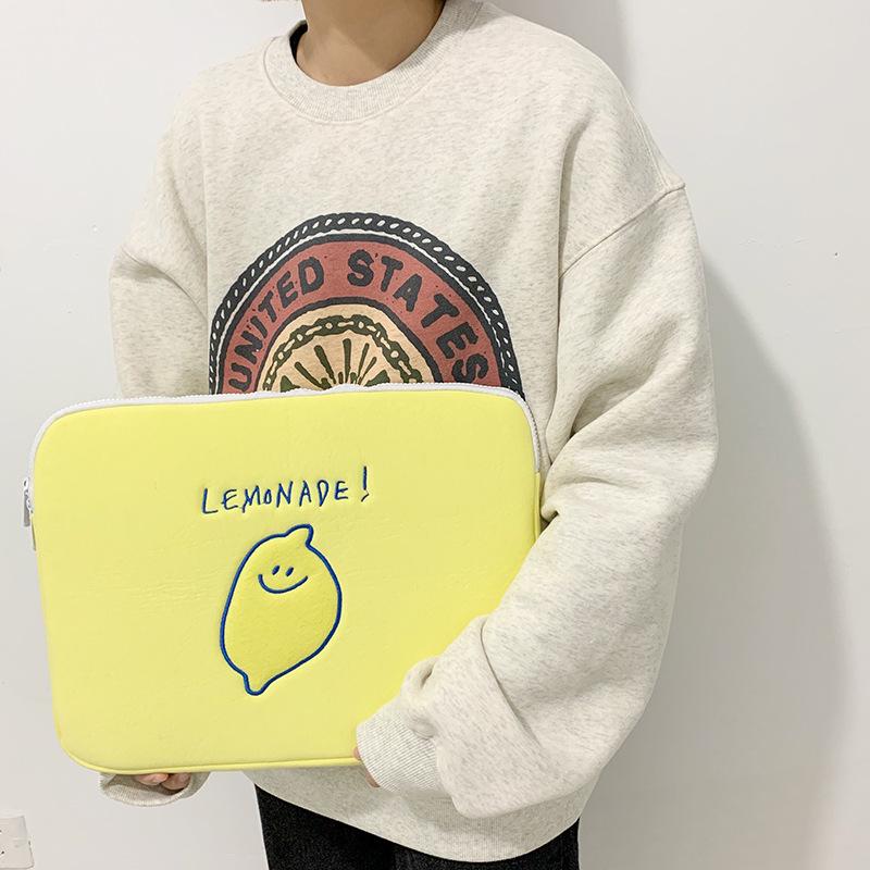 Lemon Embroidery Letters Ipad Laptop Bag