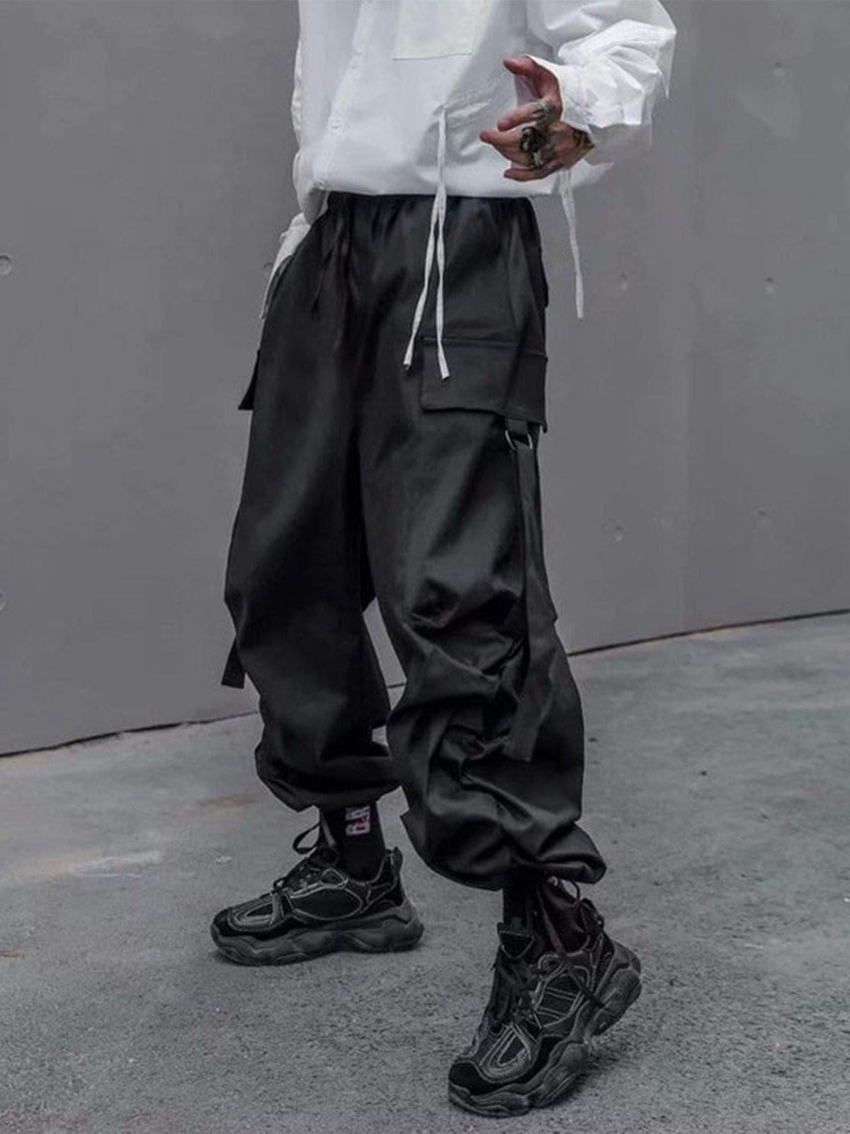 "Pure Black Ribbon" Cargo Pants