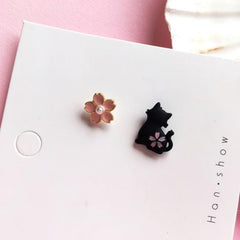 Cute Cat Flower Earrings