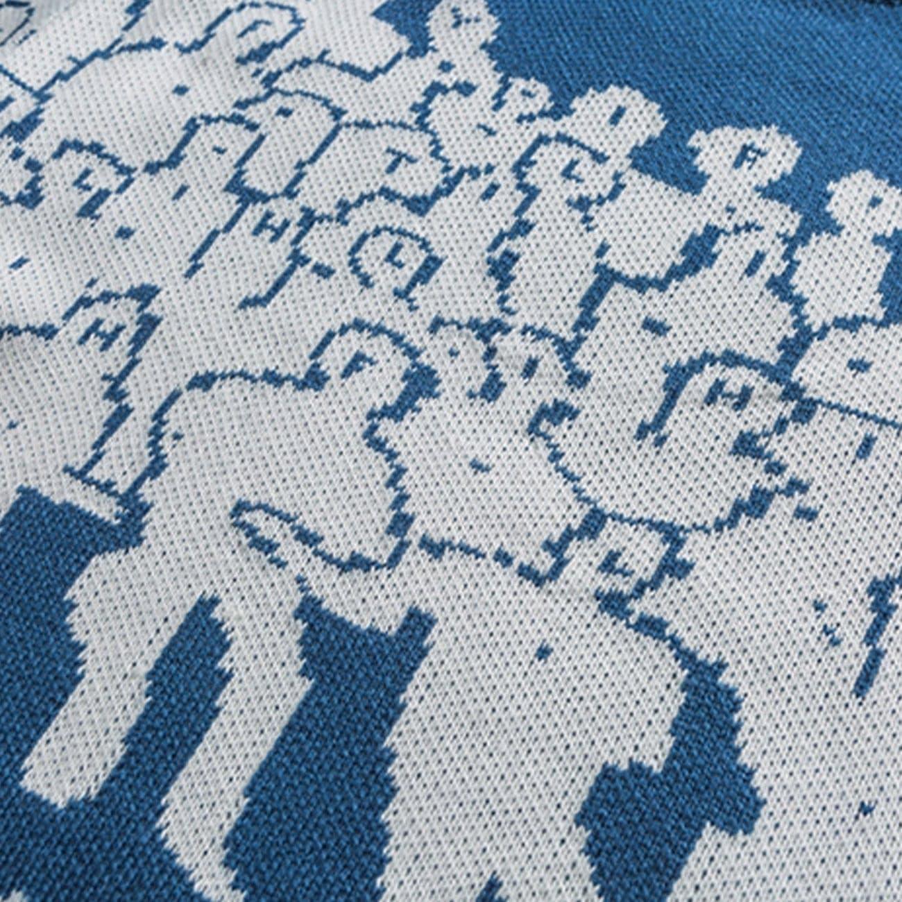 Crowd Print Knitted Sweater