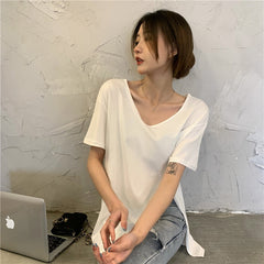 Summer Slit V-neck Tee