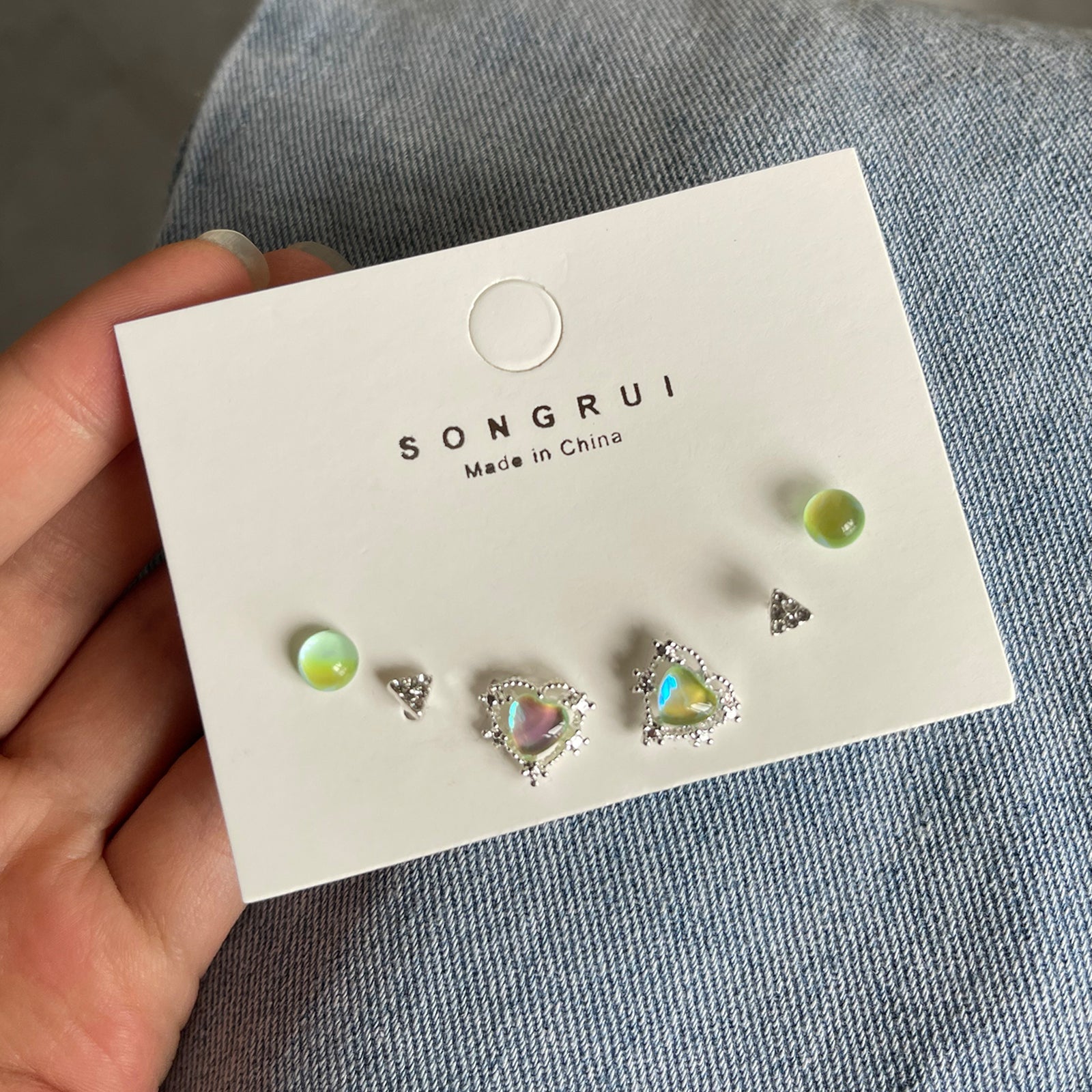 Aurora Bright Love Stud Earrings/Ear Clip Set