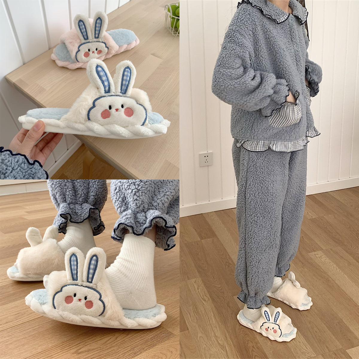 Cute Bunny Ears Plush Slippers