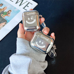 Cartoon Smiley Silvery Airpods Case With Pendant