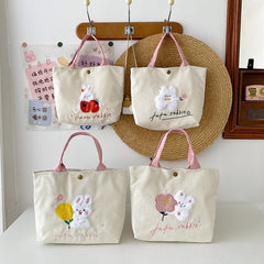 Rabbit Flower Tote Bag