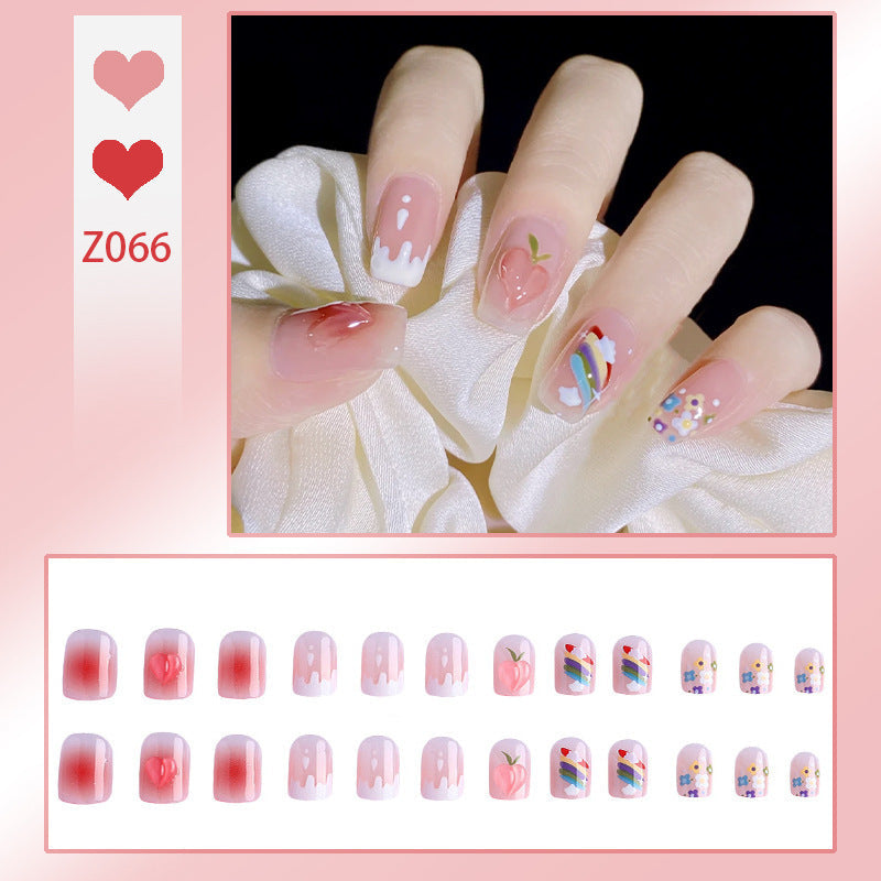 Rainbow Peach Wearable Nails Finished Manicure