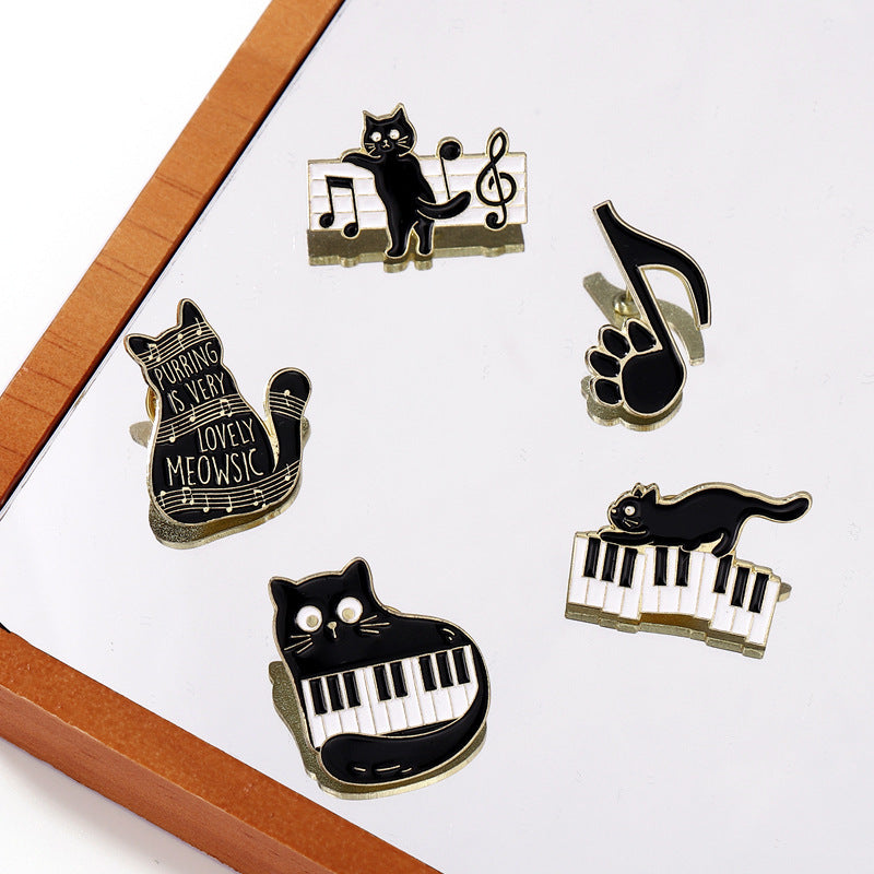 Black Cat Piano Note Pins