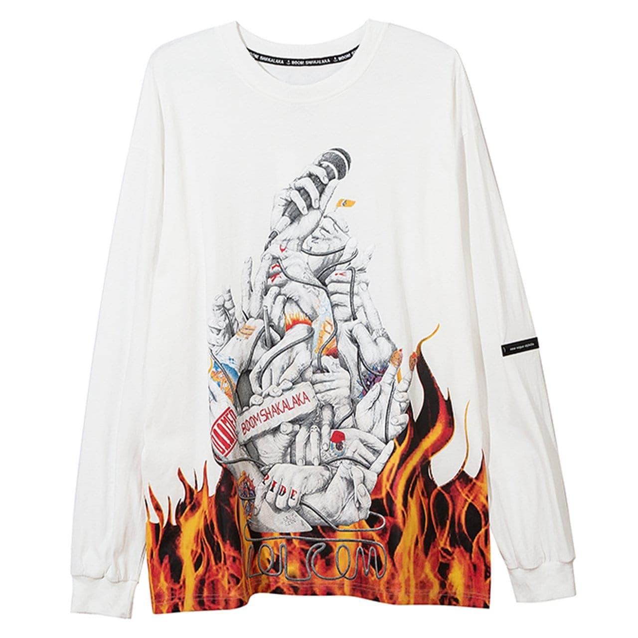 Dark Fire Flame Print Sweatshirt