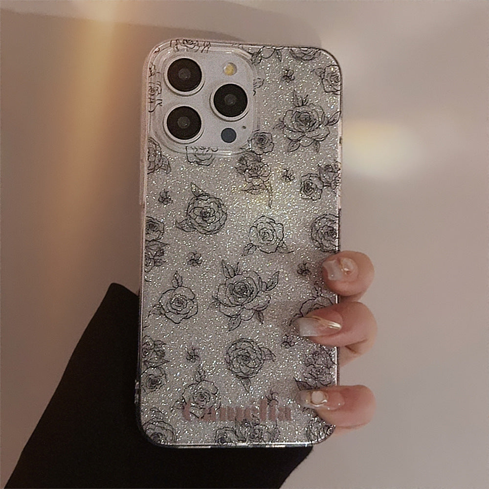 Retro Glitter Rose Phone Case