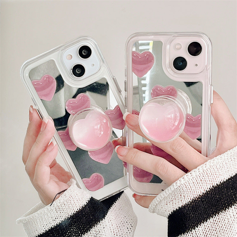 Pink Heart Mirror Phone Case