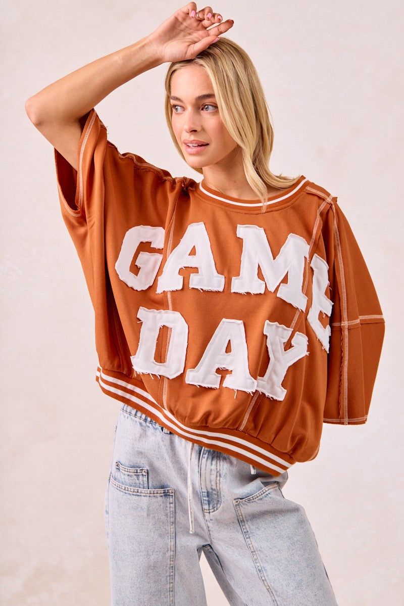 Gameday Patchwork Stitch Detail Top