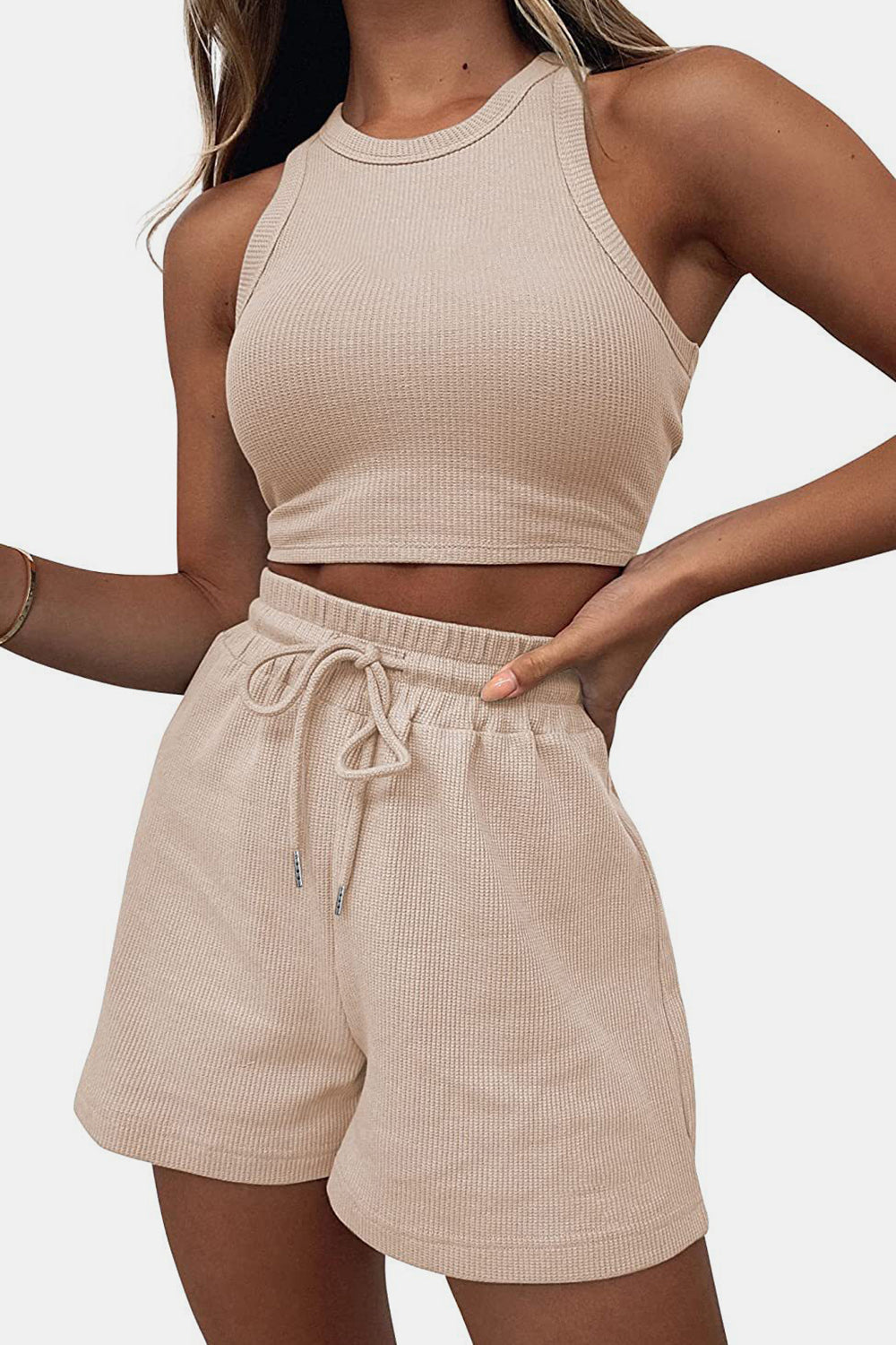 Top and Drawstring Shorts Set