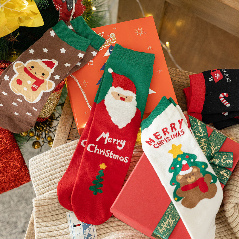 Cute Cartoon Christmas Gift Box Socks