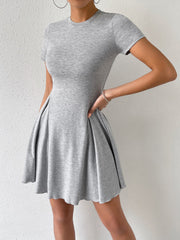 Round Neck Short Sleeve Mini Dress