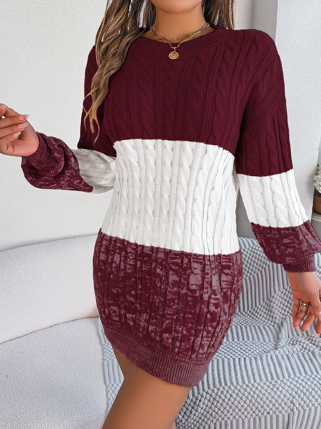 Round Neck Sweater Dress