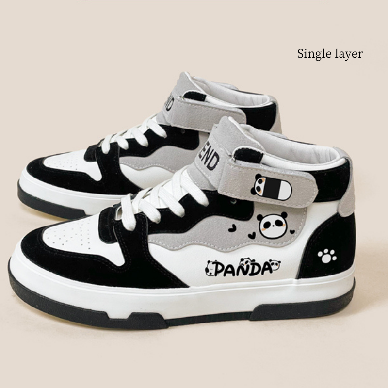 Cute Panda Casual High Top Skate Shoes