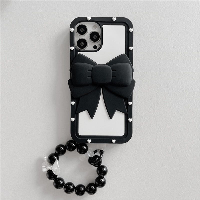 Big Bowknot Cute Phone Cases With beads Lanyard For iPhone 14 13 12 11 Pro XS Max XR X SE 2020 7 8 Plus