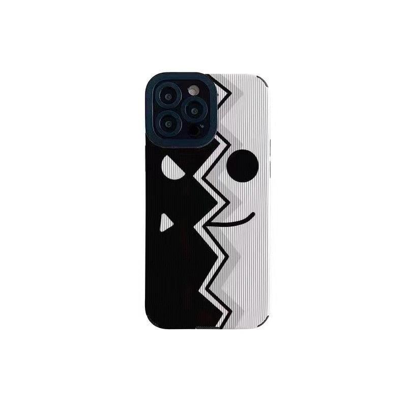 Black & White Funny Expression Cute Phone Case for iPhone 6, 7, 8 Plus, SE 2020, 11, 12 Pro Max, 13, 14, X, XS, XR, XS Max