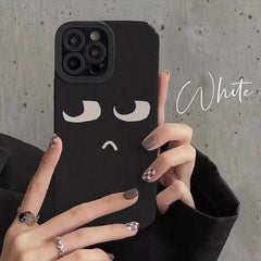 Black Cute Cartoon Expression Phone Case for iPhone 14, 13, 11, 12, Pro Max, Mini, Xs Max, X, XR, SE 2020, 7, 8 Plus