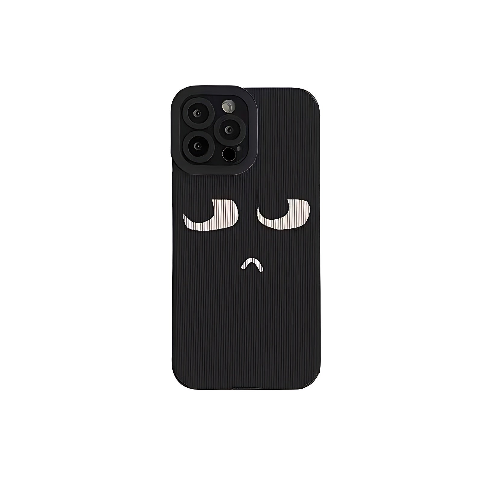 Black Cute Cartoon Expression Phone Case for iPhone 14, 13, 11, 12, Pro Max, Mini, Xs Max, X, XR, SE 2020, 7, 8 Plus