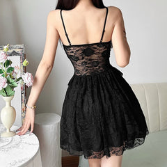 Black Goth Coquette Lace Dress