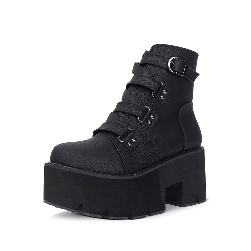 Black Goth Punk Platform Ankle Boots