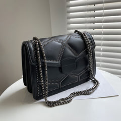 Black Goth Punk PU Leather Studded Shoulder Bag