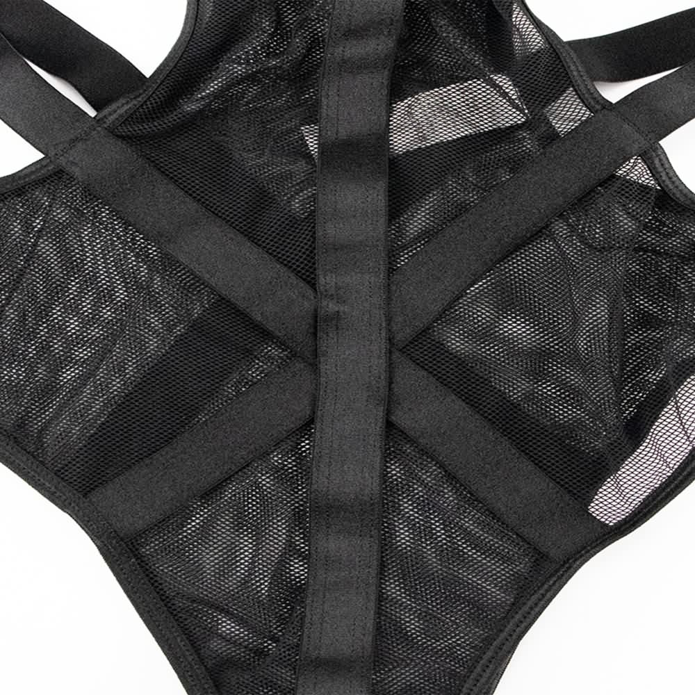 Black Gothic Cut Out Mesh Harness Bodysuit