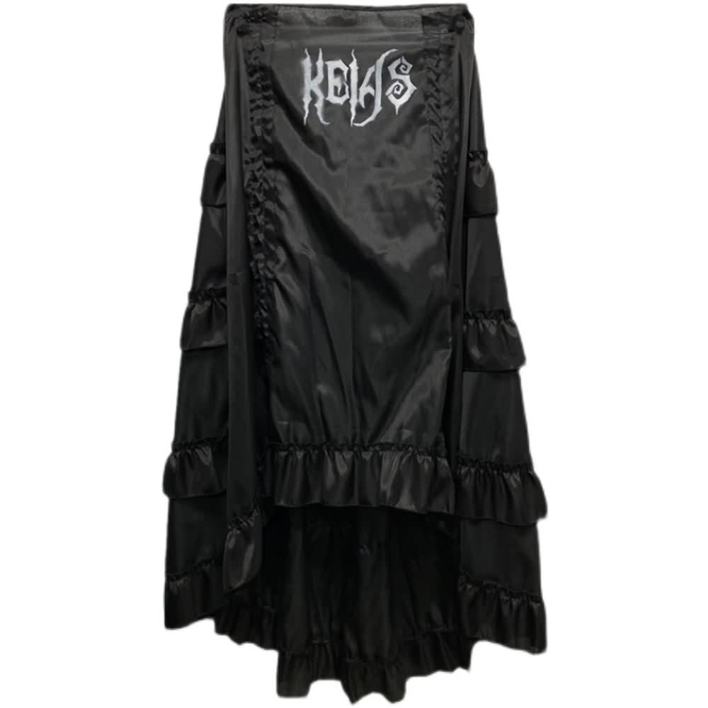 Black Gothic High Low Tiered Maxi Skirt