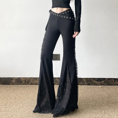 Black Gothic Lace High Waist Flare Pants