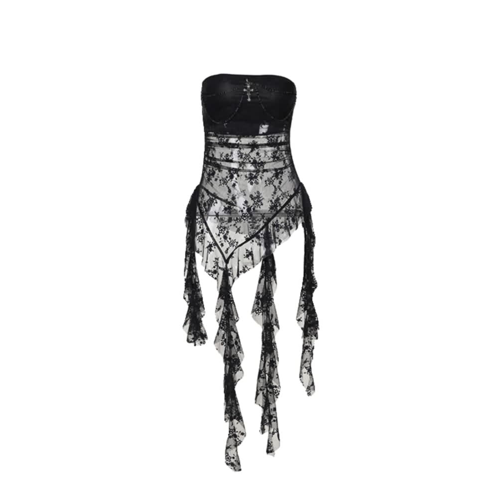 Black Gothic Lace Off The Shoulder Top