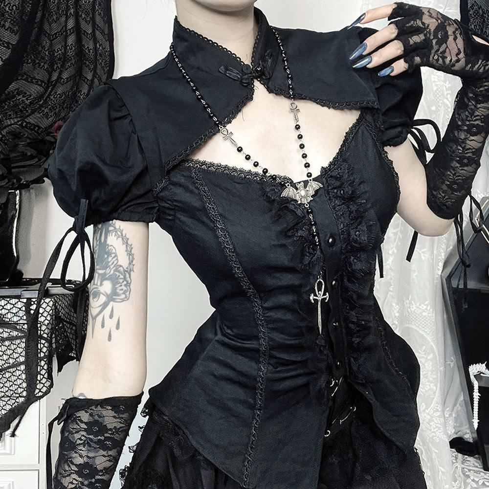 Black Gothic Lolita Short Sleeve Blouse