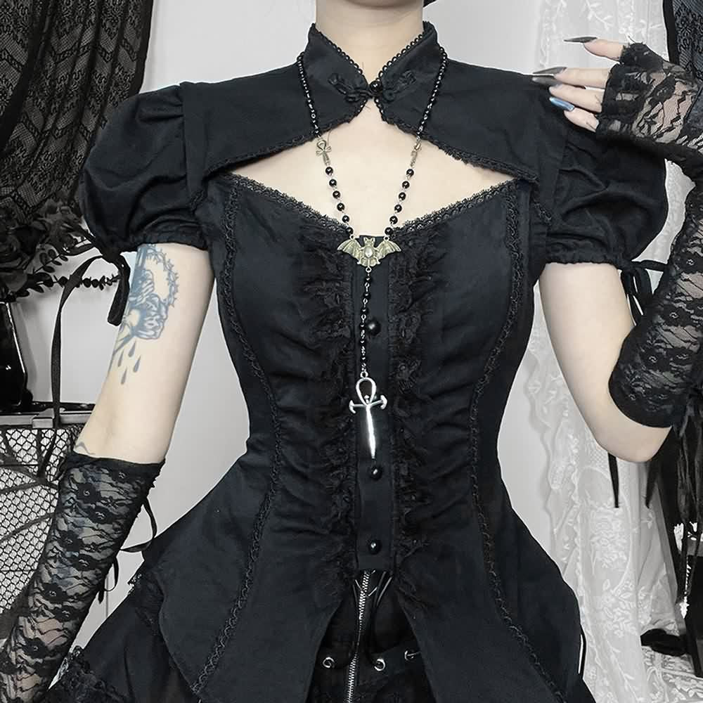 Black Gothic Lolita Short Sleeve Blouse