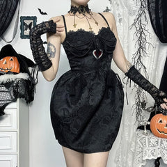 Black Gothic Paisley Mini Dress