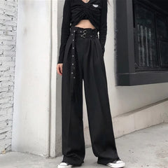 Black Gothic Paperbag Waist Trousers