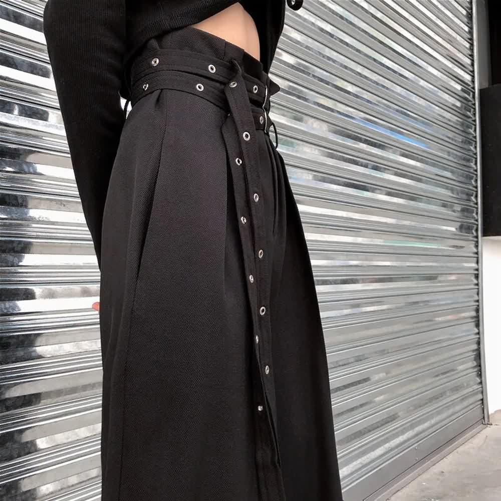 Black Gothic Paperbag Waist Trousers