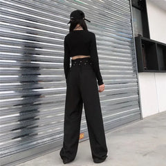 Black Gothic Paperbag Waist Trousers