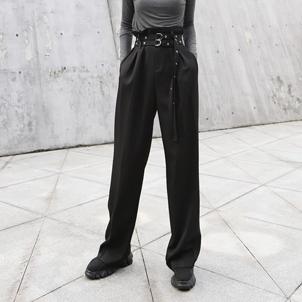 Black Gothic Paperbag Waist Trousers