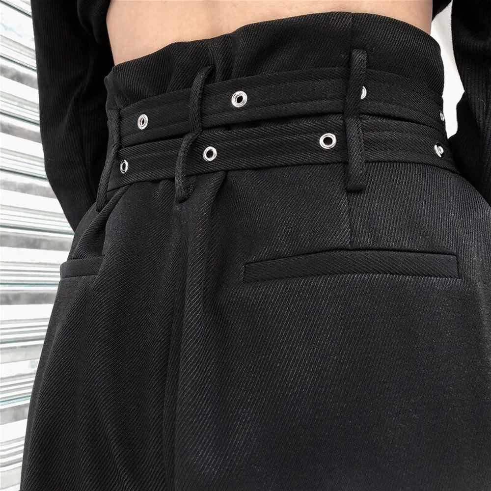 Black Gothic Paperbag Waist Trousers