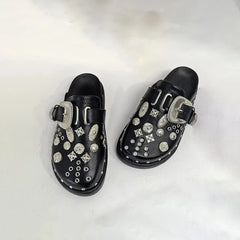 Black Gothic Punk Studded Clogs