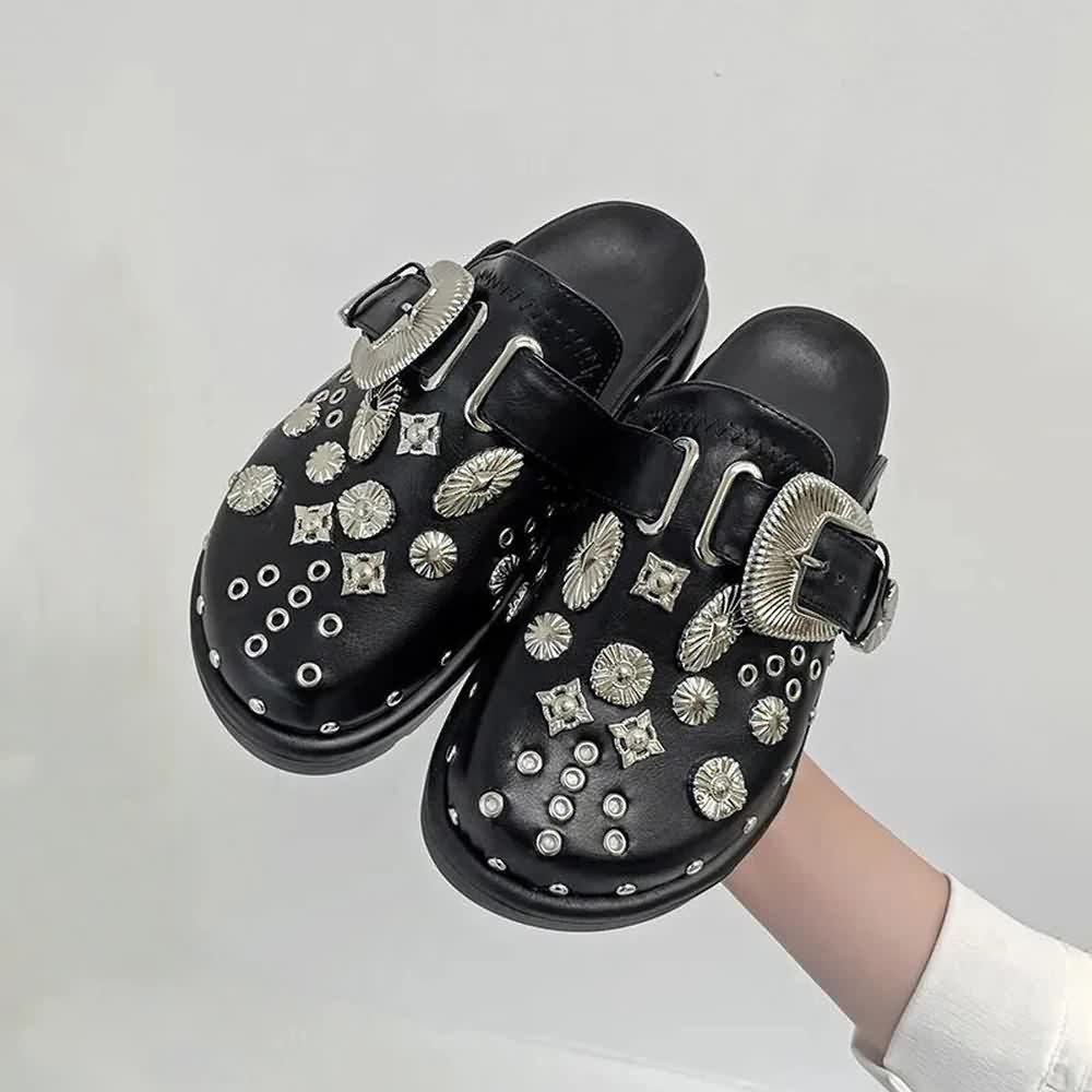 Black Gothic Punk Studded Clogs