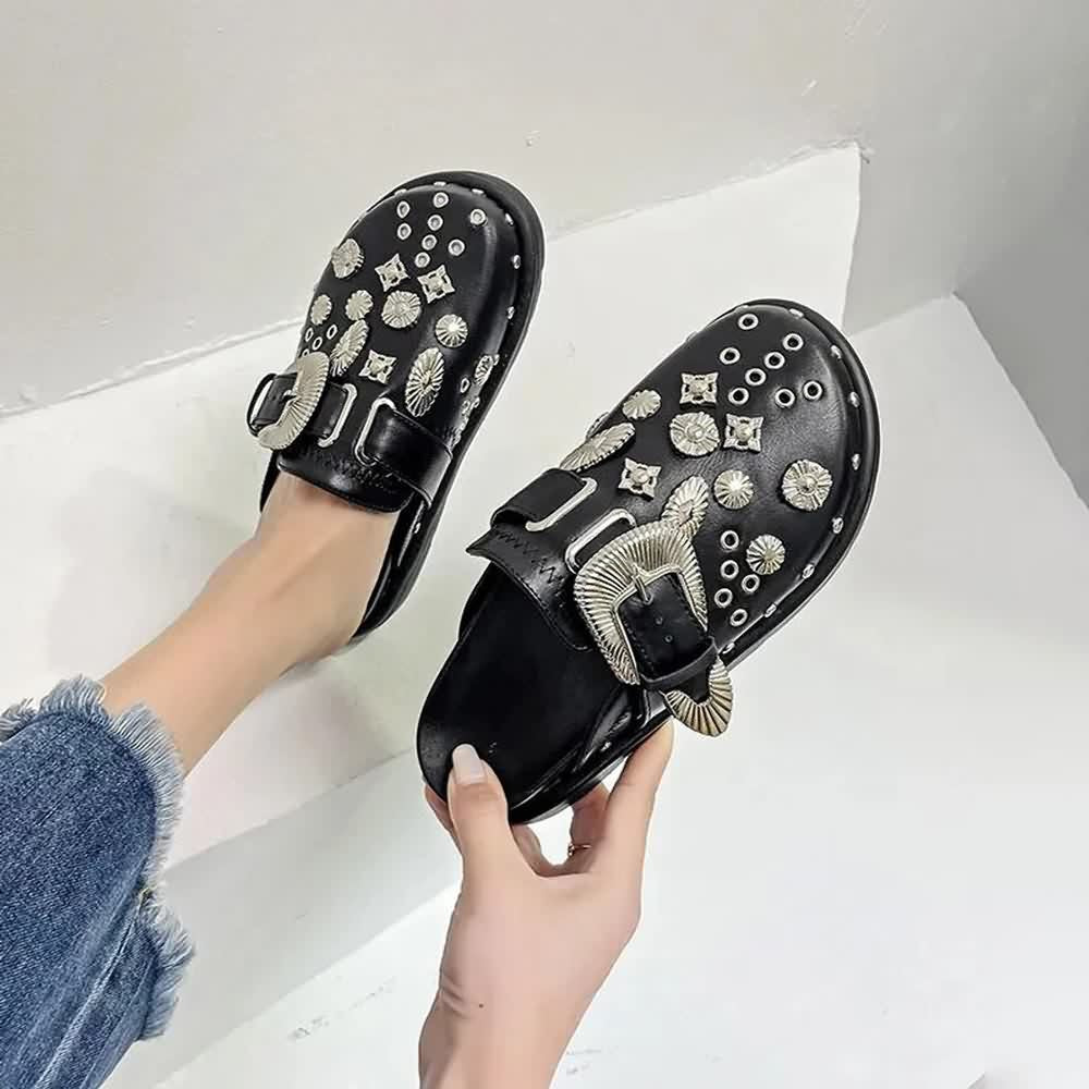 Black Gothic Punk Studded Clogs