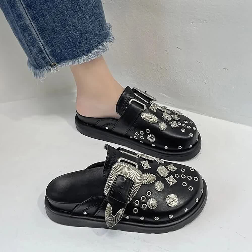 Black Gothic Punk Studded Clogs