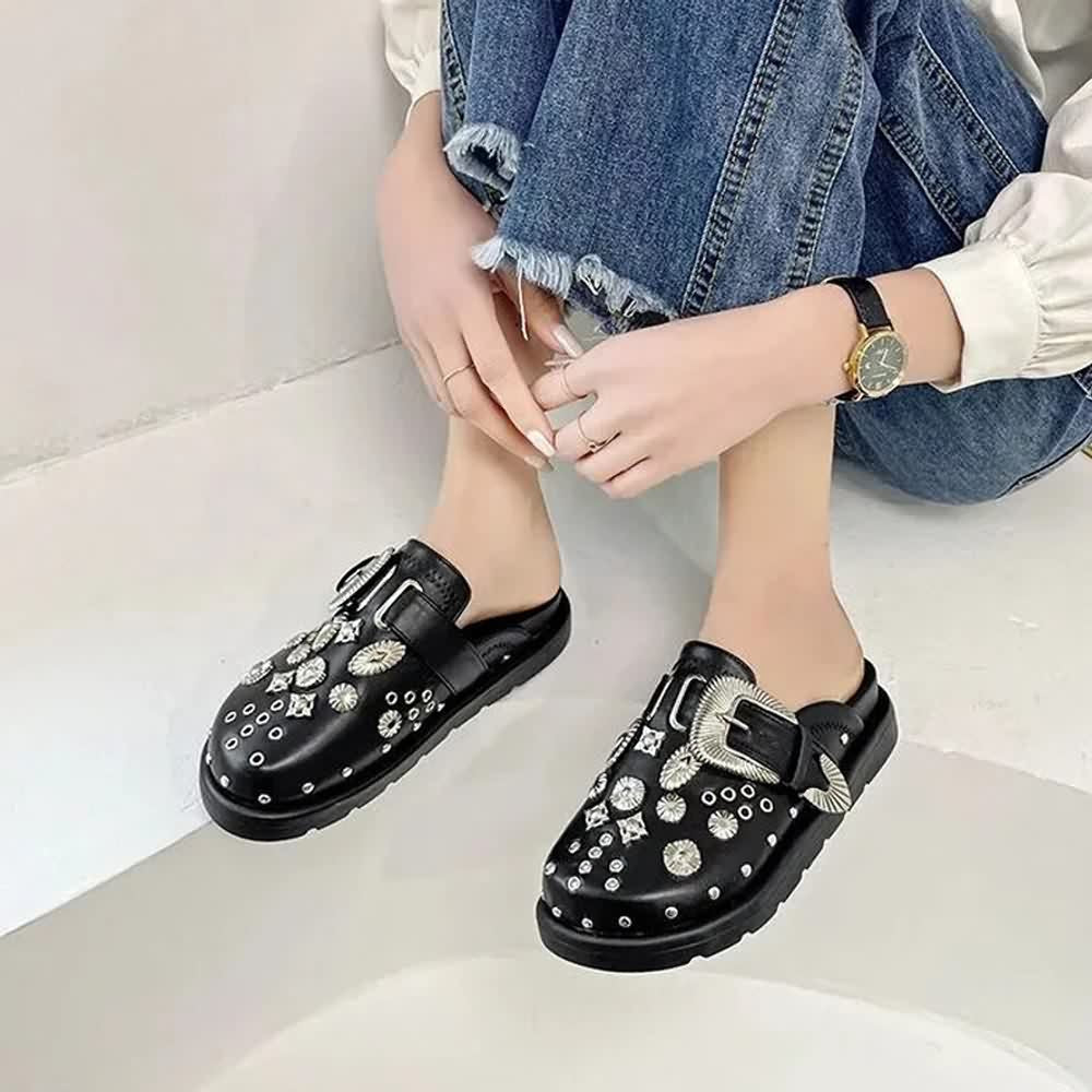 Black Gothic Punk Studded Clogs