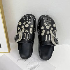 Black Gothic Punk Studded Clogs