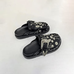 Black Gothic Punk Studded Clogs